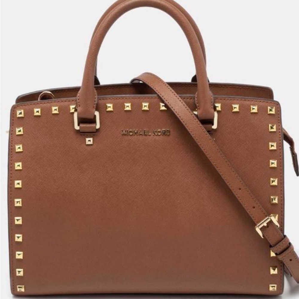Michael Kors Selma Stud Large Brown Tote - Excellent Used Condition